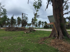 Post-typhoon remnants at American Memorial Park